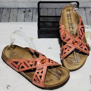 BETULA By Birkenstock Joyce Orange beaded sandals